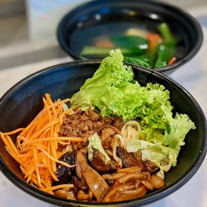 Mixed Mushroom Dry Handmade Noodles at Greendot 绿一点 - Paya Lebar in Central Singapore