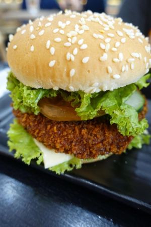 lion mane mushroom burger is another chef's recommendation. great!  at Greendot 绿一点 - Paya Lebar in Central Singapore