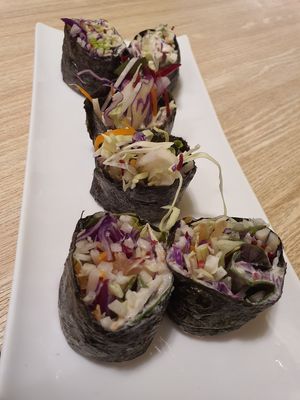 Vegetable maki at Kampung Senang EcoHarmony Cafe 轻安地球村 in Central Singapore