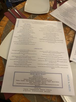 Vegan options labelled VG  at Meze Meze in Edinburgh