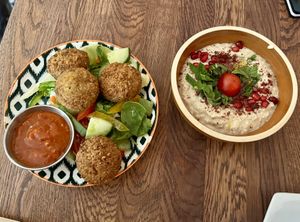 Falafel and Babaganoush  at Meze Meze in Edinburgh