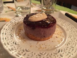 Blackberries cheesecake  at Locanda Itinerande in San Lorenzo Dorsino