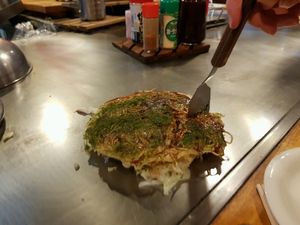vegan okonomiyaki at Yakeppachi in Hiroshima