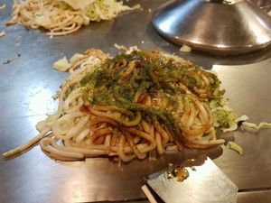 vegan okonomiyaki at Yakeppachi in Hiroshima