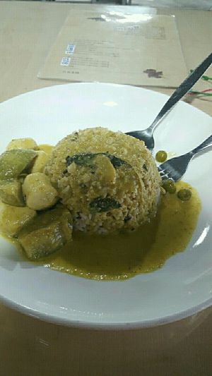 Green curry with rice !  at SuratThani Vegetarian in Surat Thani