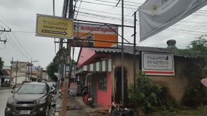 Look for this sign !  at SuratThani Vegetarian in Surat Thani