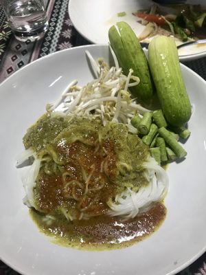 Curry noodles  at SuratThani Vegetarian in Surat Thani