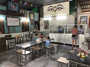 Choose 2 curries with rice for about 50B at SuratThani Vegetarian in Surat Thani