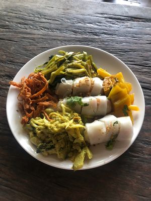 A plate full of amazingness at SuratThani Vegetarian in Surat Thani