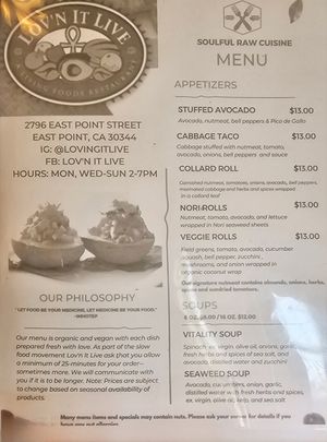 Menu pgs 1-4 at Lov'n It Live in East Point