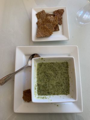 Seaweed Soup with extra flax crackers  at Lov'n It Live in East Point