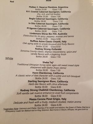 Menu page 6 at Empress Taytu in Cleveland