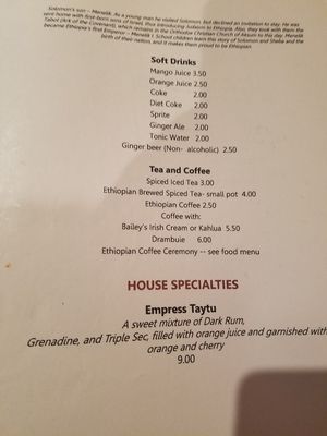 Menu page 7 at Empress Taytu in Cleveland
