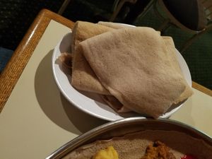 Extra injera brought with the Vegetable Combination at Empress Taytu in Cleveland