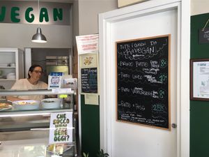 The friendly lady running Ravegan at Ravegan Gastronomia in Ravenna