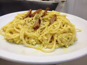 Vegan Spaghetti alla Carbonara at Ravegan Gastronomia in Ravenna