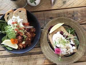 Mexican bean breakfast  at Greenhouse Cafe in Caloundra