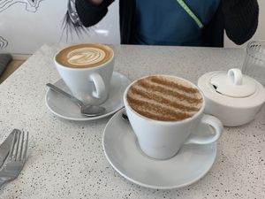 Latte and chai latte on oat   at Greenhouse Cafe in Caloundra