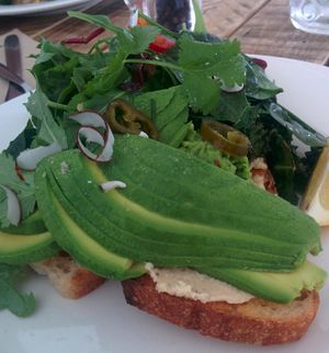 Cashew cheese and avocado on toast!  at Greenhouse Cafe in Caloundra