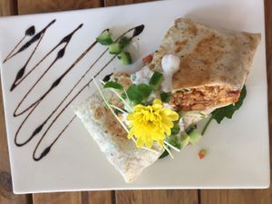 Vegan Burrito, very rice heavy, quiet bland  at Greenhouse Cafe in Caloundra