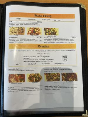 Menu  at Taste of Thai Cuisine in Roswell