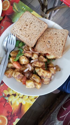 Hash brown potatoes at Soul Kitchen in Rishikesh