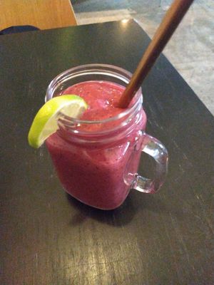 Protein blueberry-raspberry smoothie at Vegan Inspiratsioon in Tallinn
