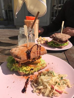 Burger with spicy coleslaw 👌 at Vegan Inspiratsioon in Tallinn