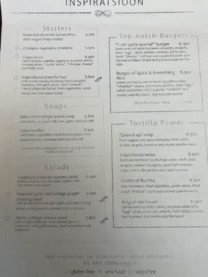 Menu at Vegan Inspiratsioon in Tallinn