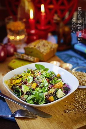 Quinoa wok with chickpea tofu steak. at Vegan Inspiratsioon in Tallinn