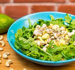 Avocado, rucola and cashew salad. at Vegan Inspiratsioon in Tallinn