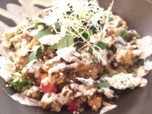 quinoa and peanut butter sauce at Vegan Inspiratsioon in Tallinn