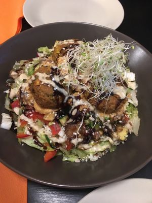 Falafel salad with hummus at Vegan Inspiratsioon in Tallinn