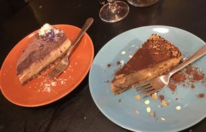 Blueberry cheesecake and banana chocolate cake  at Vegan Inspiratsioon in Tallinn
