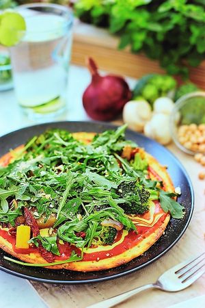 Gluten free vegan pizza at Vegan Inspiratsioon in Tallinn