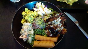 Protein bowl, tasty and full of proteins, I barely ate it all 🥰 at Vegan Inspiratsioon in Tallinn