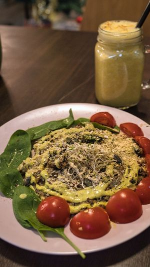Chickpea ‘omelette’ with vegetables at Vegan Inspiratsioon in Tallinn