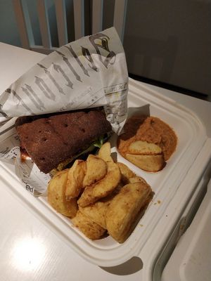 I am quite special burger with hummus and potatoes (takeaway) at Vegan Inspiratsioon in Tallinn