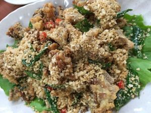 fried abalone mushroom with cereal at Kiat Lim Vegetarian Food 吉林素食 in Northeast Singapore