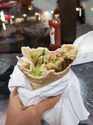 Vegan falafel roll with aubergine at Möllans Falafel in Malmo