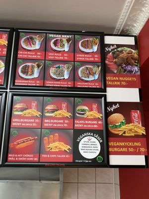 Menu as of Augusti 2019. at Möllans Falafel in Malmo