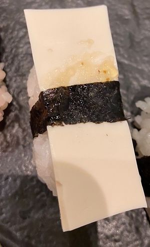 Nigiri tofu  at Zushi in Turin