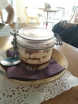 Vegan tiramisu at Romeow Cat Bistrot in Rome