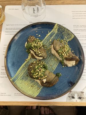 Aubergine filled with feta at Romeow Cat Bistrot in Rome