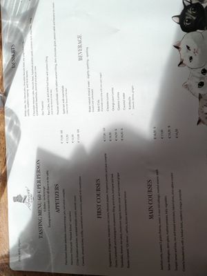 Lunch menu at Romeow Cat Bistrot in Rome