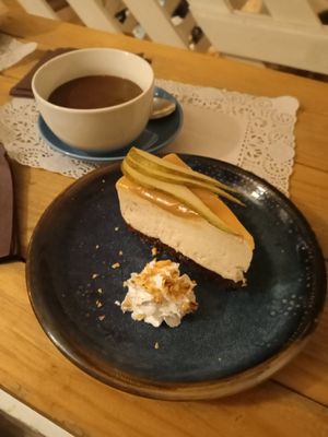 Peer-chocolate cake at Romeow Cat Bistrot in Rome