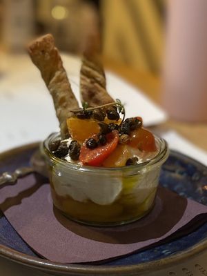 Almond feta with olive twists  at Romeow Cat Bistrot in Rome