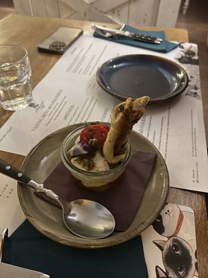 Ricotta Focaccia appetizer   at Romeow Cat Bistrot in Rome