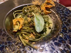 Another pasta with seaweed (it was last on the menu in the pasta category, sadly we don’t remember the name)   at Romeow Cat Bistrot in Rome