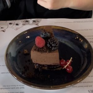 Chocolate mousse cake  at Romeow Cat Bistrot in Rome